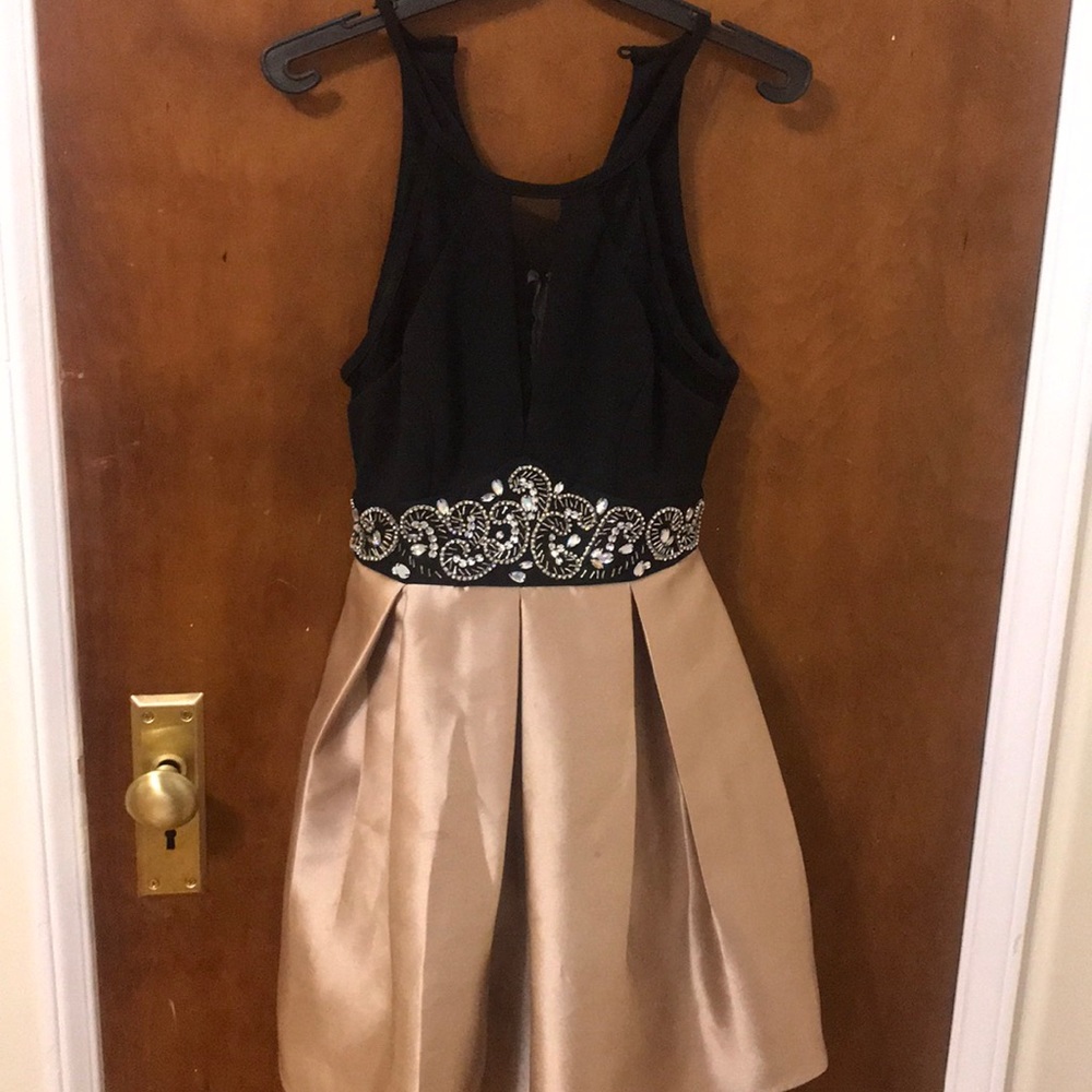 Gold and black short dress